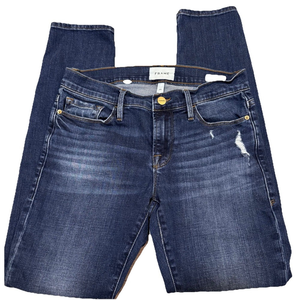 FRAME Le Garçon Jeans Women's 25 Azure Wash Slim Boyfriend Stretch Denim